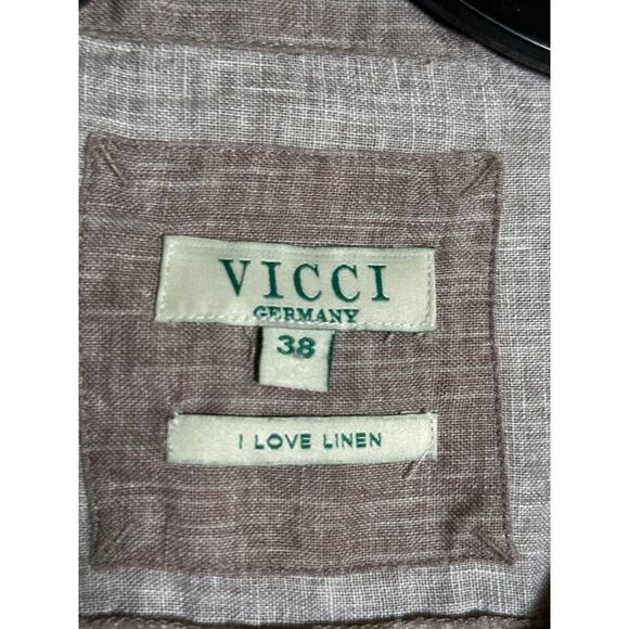 Vicci Brown Short Sleeves Linen Shirt Dress Size 38 - Picture 2 of 7